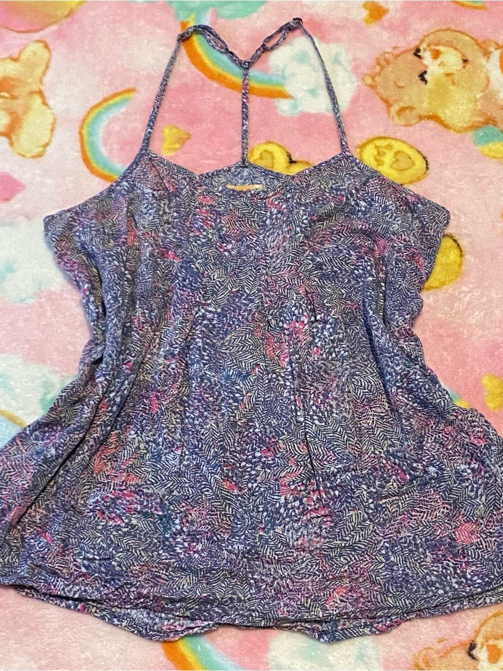 Women's Purple Floral Print Spaghetti Strap Camisole Vintage Mudd